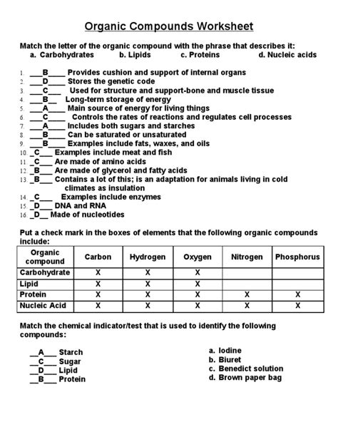 Organic compounds. 8th Grade Science Worksheets and Answer key, Study